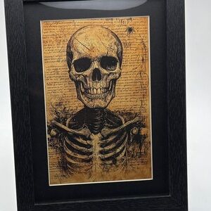 🖤 Vintage Gothic Anatomy Skull Art Print – 5x7 Framed 💀📜